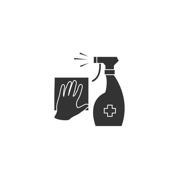 Napkin Hand Spraying Antibacterial Sanitizing Spray Disinfect Surfaces Icon Vector — Stock Vector
