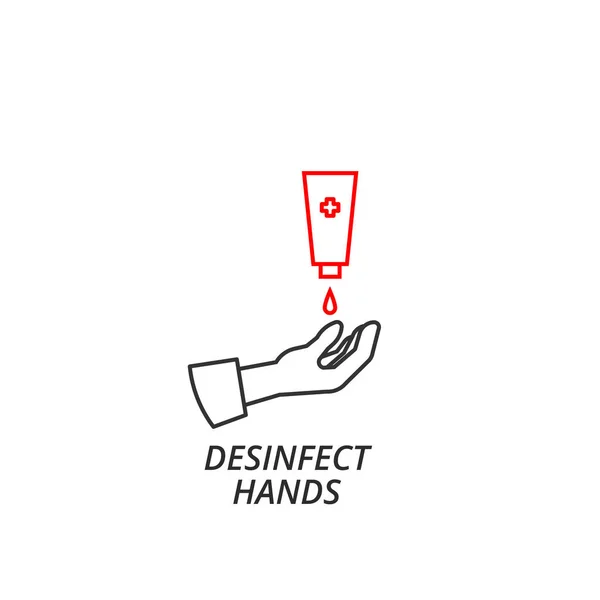 Disinfect Hands Soap Icon Vector Disinfect Hands Icon Vector Line — Διανυσματικό Αρχείο