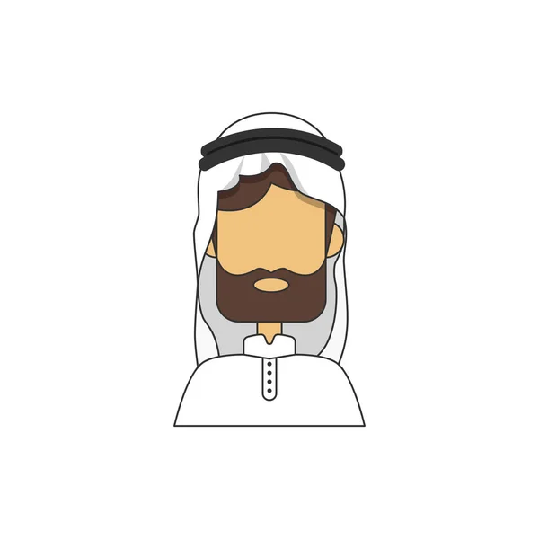ヒジャーブを身に着けているイスラム教徒の男のベクトルイラストデザイン — ストックベクタ