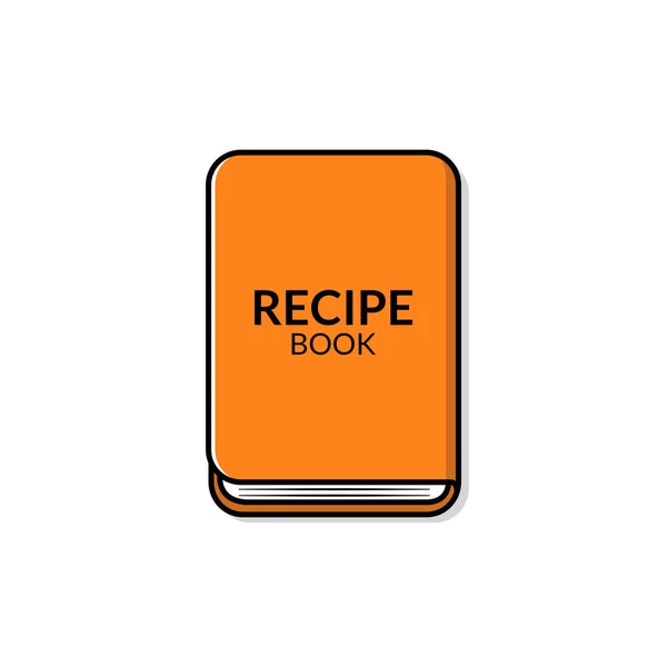 料理本 オレンジ色の漫画本のアイコン レシピ本のテキスト ウェブデザイン アプリ ステッカー バナー ポスター 印刷使用量とロゴの一部のアイコン — ストックベクタ