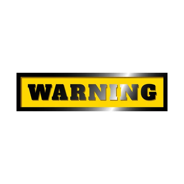 Shiny Warning Yellow Sign Style White Background Warning Text Yellow — Stock Vector