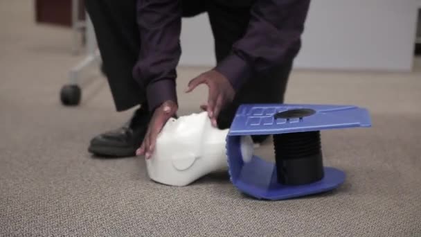 Staff Practicing Cpr First Aid Aed Adult Infant Dummy Dolls — Stock video