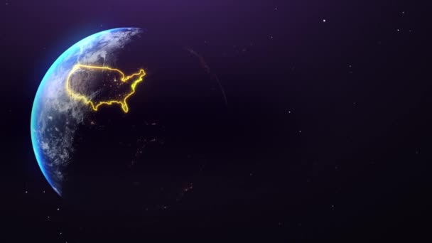 Obrys Granicy Usa Kosmosu Idealny Prezentacje — Wideo stockowe