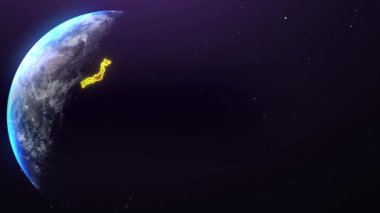 Japon sınır çizgisi sunumlarınız için uzaydan mükemmel
