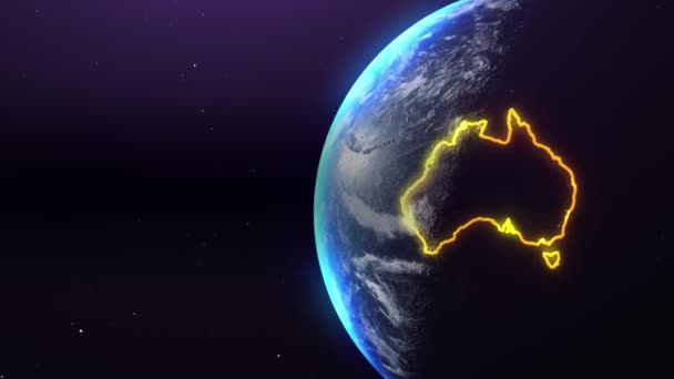 Αυστραλία Περίγραμμα Συνόρων Από Διάστημα Ιδανικό Για Τις Παρουσιάσεις Σας — Αρχείο Βίντεο