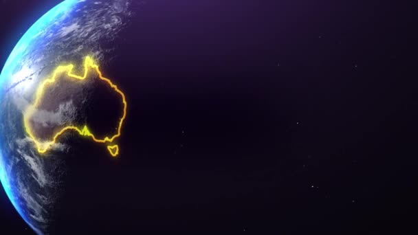 Αυστραλία Περίγραμμα Συνόρων Από Διάστημα Ιδανικό Για Τις Παρουσιάσεις Σας — Αρχείο Βίντεο