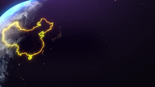Κίνα Περίγραμμα Συνόρων Από Διάστημα Ιδανικό Για Τις Παρουσιάσεις Σας — Αρχείο Βίντεο