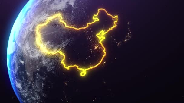 Kína Határ Vázlat Űrből Tökéletes Előadások — Stock videók