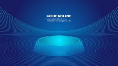 Mavi çizgi hala yaşam sergi salonu stand stand teknolojisi uzay algılama vektör arkaplanı