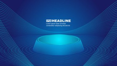 Mavi çizgi hala yaşam sergi salonu stand stand teknolojisi uzay algılama vektör arkaplanı