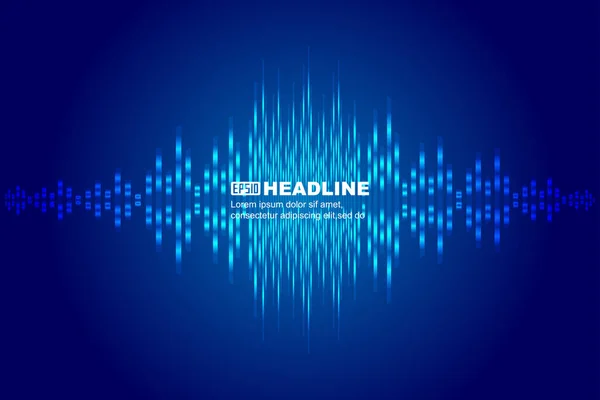 Blue Sound Wave Pulsating Line Internet Technology Vector Background — Stock Vector