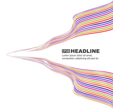 Dalgalı hareket mesafesine ulaşan renkli çizgilerin soyut dokulu vektör arkaplanı