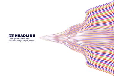 Dalgalı hareket mesafesine ulaşan renkli çizgilerin soyut dokulu vektör arkaplanı