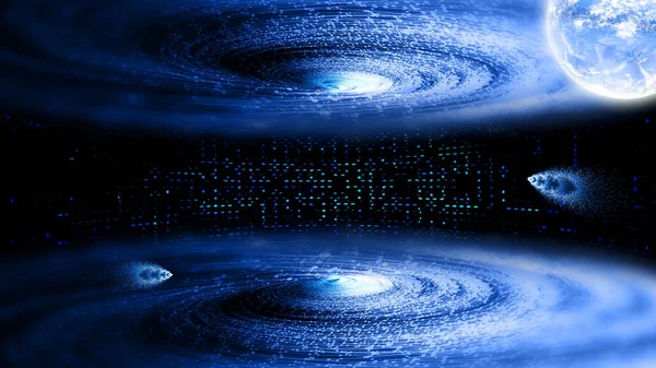Universe galaxy Earth particle vortex Internet technology spatial sense background
