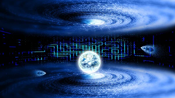 Universe galaxy Earth particle vortex Internet technology spatial sense background