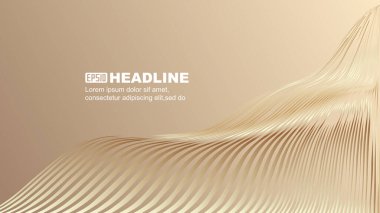 Golden Ribbon Lines Wave Motion Stretching into the Distance Abstract Textured Background