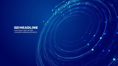 Glowing lines penetrate the spiral coil internet technology sense background