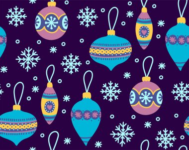 Noel topları oyuncaklar şirin, pürüzsüz vektör deseni