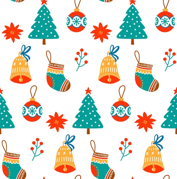 Yılbaşı şirin, kusursuz vektör deseni 