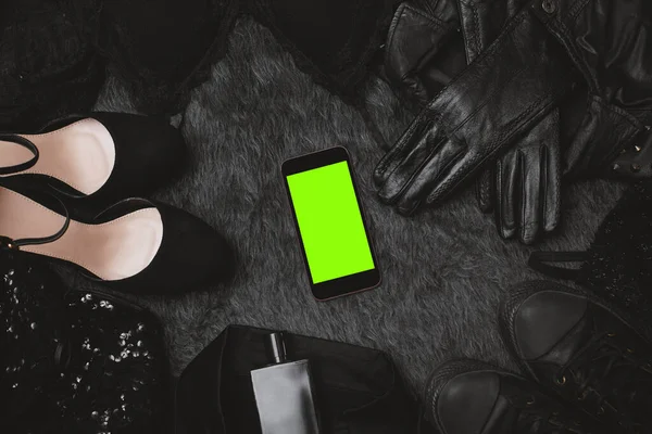 Black Friday Sale Fashion Dark Background Black Clothes Flat Lay — Stock Photo © marinamorozova.life.mail.com #443160976