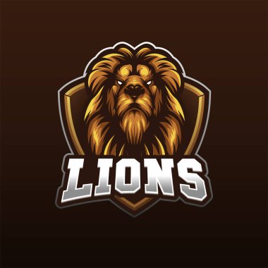 Kızgın aslan baş vektör maskotu illüstrasyonu. E-spor için mükemmel.