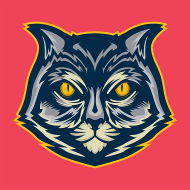 Kızgın Kedi Vektörü. Çizgi film Biçimi Resimli Karakter.