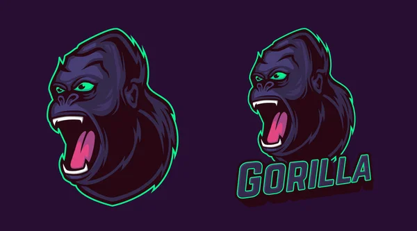 Gorila Enojado Vector Mascota Ilustración Perfecto Para Pegatina Logotipo Insignia — Vector de stock