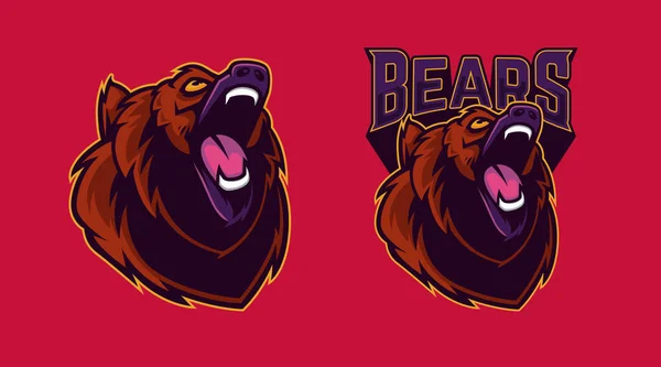 Θυμωμένη Αρκούδα Κεφάλι Μασκότ Εικονογράφηση Ιδανικό Για Logo Sticker Σήμα — Διανυσματικό Αρχείο