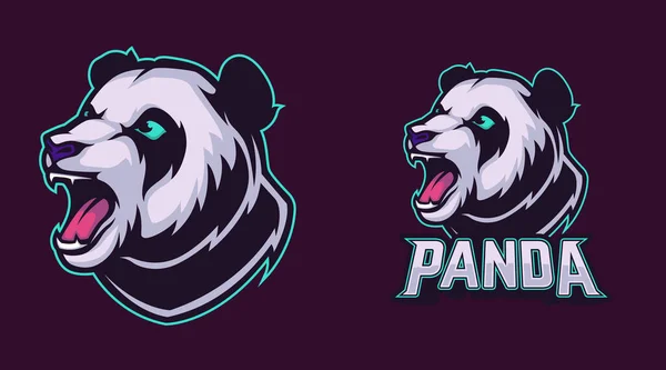 Angry Panda Vector Mascot Illustration Inglés Perfecto Para Pegatina Logotipo — Vector de stock
