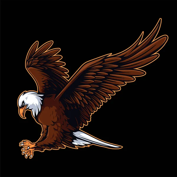 Векторна Ілюстрація Нападу Лисий Орел Лисого Орла Полювання Перед — стоковий вектор