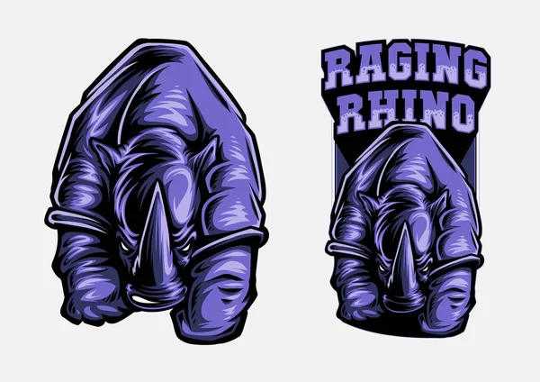 Angry Rhino Mascot Vector Logo Badge Illustration — Image vectorielle