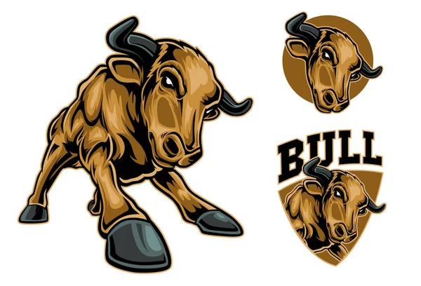 Ilustración Del Logotipo Bullhead Sport Insignia Vector Estilo Emblema — Archivo Imágenes Vectoriales