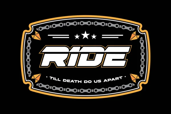 Insignia Vintage Rider Logo Con Cadena Bicicleta Retro Style Logo — Vector de stock