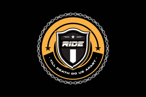 Vintage Rider Logo Badge Bike Chain Retro Style Logo Illustration — Image vectorielle