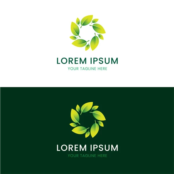 Eco Concept Vector Green Leaves Logo Represents Ecological Balance Evergreen — стоковый вектор