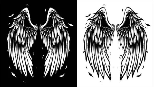 Wings Illustration Tattoo Style — Διανυσματικό Αρχείο