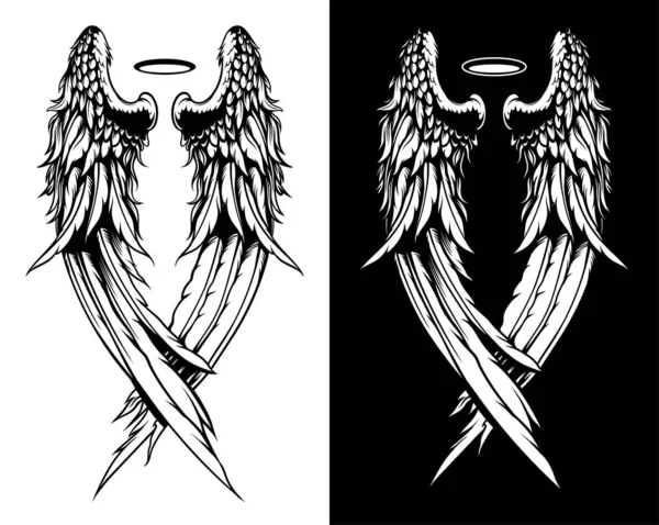 Wings Illustration Tattoo Style Isolated Hand Drawn Design Element Any — Διανυσματικό Αρχείο