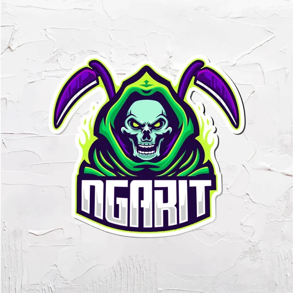 Grim Reaper Sport Gaming Logo Mascota Ilustración — Vector de stock