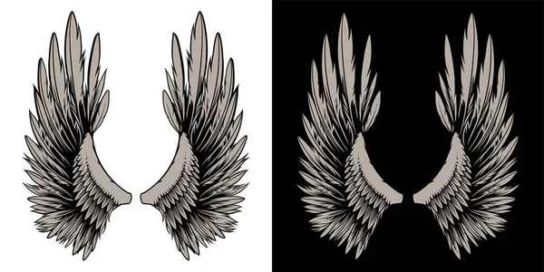 Flügel Illustration Tätowierstil Isoliert Von Hand Gezeichnet Gestaltungselement Für Jeden — Stockvektor