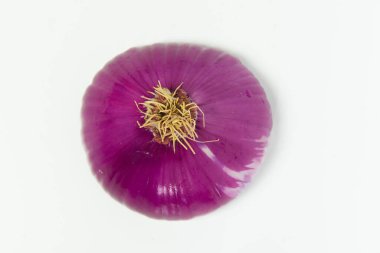 Top view of sliced fresh onion on white background. High quality photo.