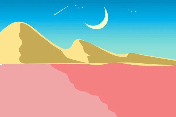 Veduta Del Deserto Rosa Delle Colline Gialle Dorate Sotto Cielo — Vettoriale Stock