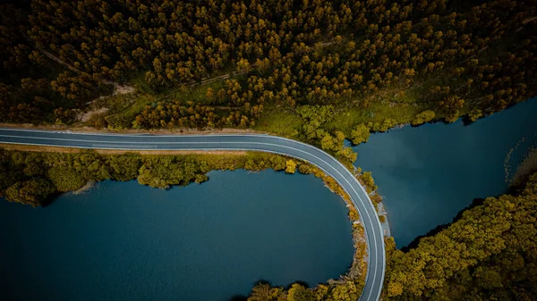 Göl ve Ormanlı Dağ Yolu 'nun Drone' u ile AERİAL Manzarası