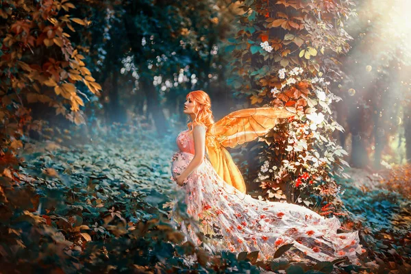 Creative Photo Session Pregnancy Happy Woman Fantasy Fairy Concept Motherhood — Stok fotoğraf