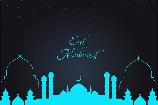 Iszlám Üdvözlés Eid Mubarak Kártya Design Gyönyörű Kék Meenar — Stock Fotó