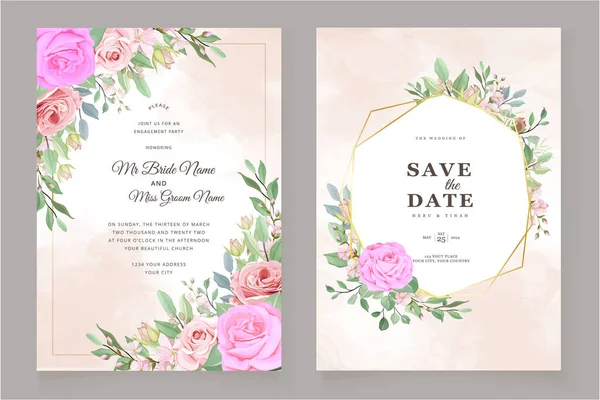 Lüks çiçek desenli düğün davetiyesi tasarım şablonları