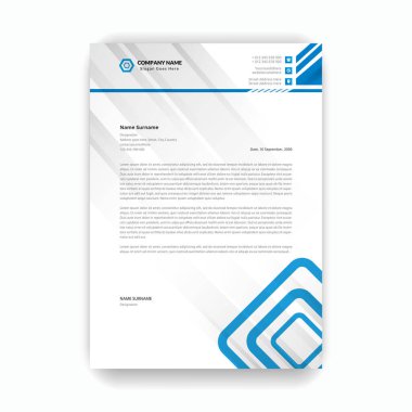 Profesyonel modern minimalist mavi antetli tasarım şablonu