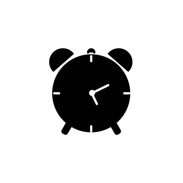 Icona sveglia. Icona nera isolata su sfondo bianco. Vecchia sagoma dell'orologio. Icona semplice. Pagina del sito Web e elemento di design dell'app mobile. EPS 10 — Vettoriale Stock