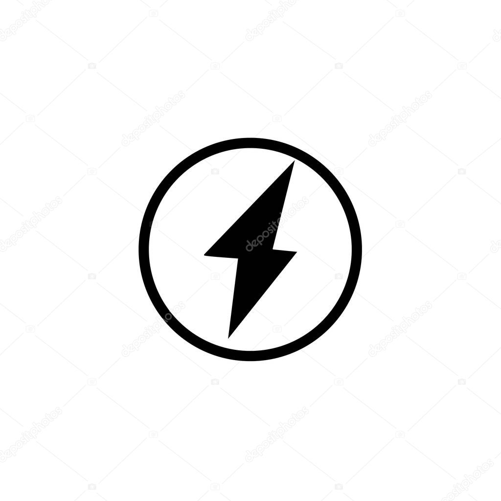Lightning icon. Energy vector icon, lightning sign. charge flat symbol on white background. Round icon with shadow