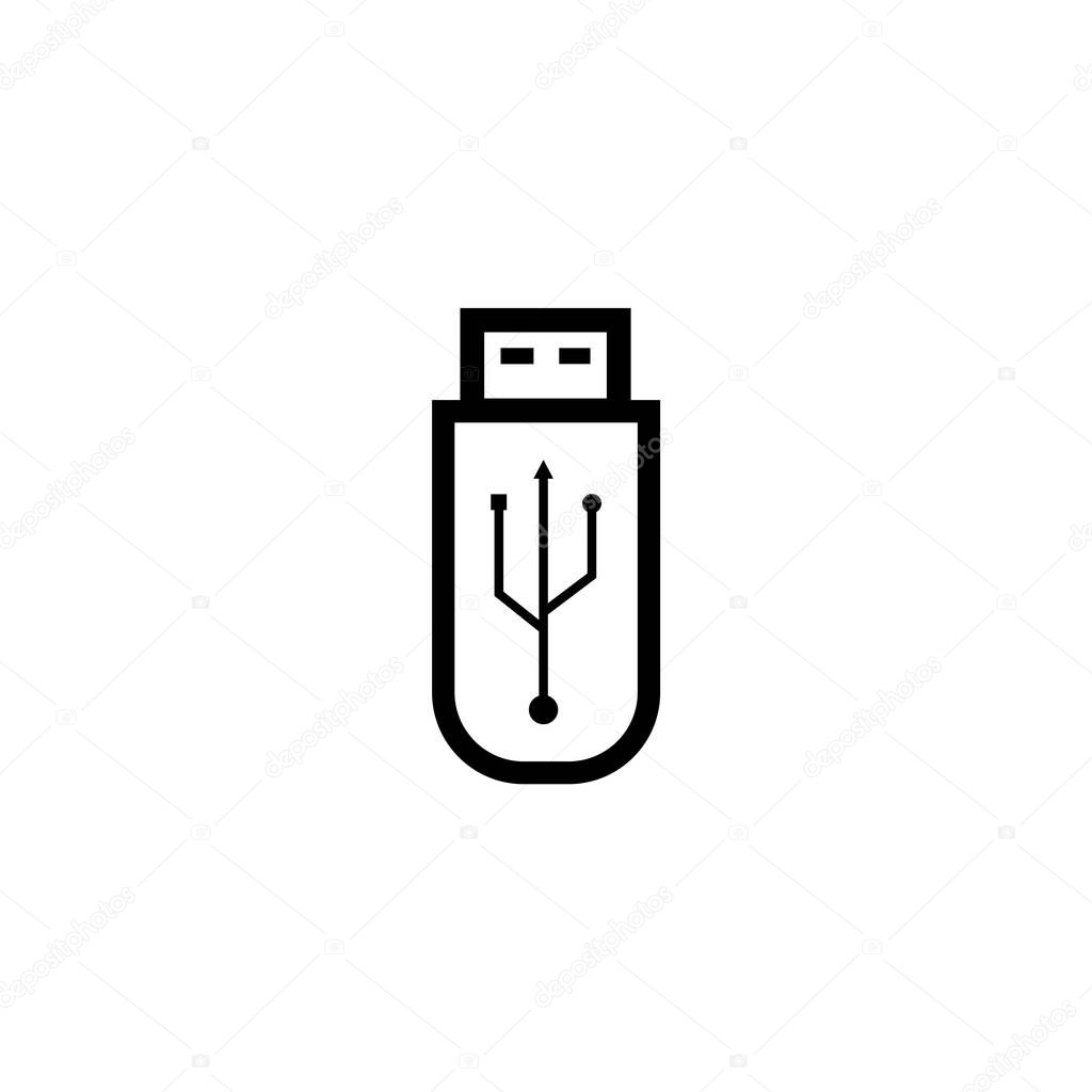 Usb drive icon in flat style. Flash disk vector illustration on white isolated background. Digital memory business concept.