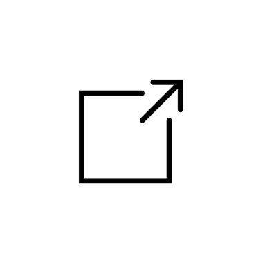 Dış bağlantı simgesi. Mobil konsept ve web tasarımı için doğrusal biçim işareti. Dışarıya aktar, ok ana hatlı vektör simgesini paylaş. Sembol, logo çizimi. Vektör grafikleri